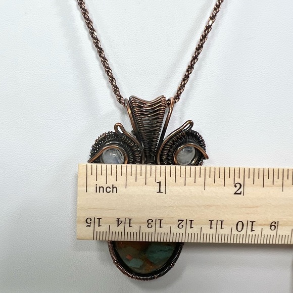 Oyster Turquoise Moonstone Copper Vintage Style Pendant ONLY - Picture 6 of 8